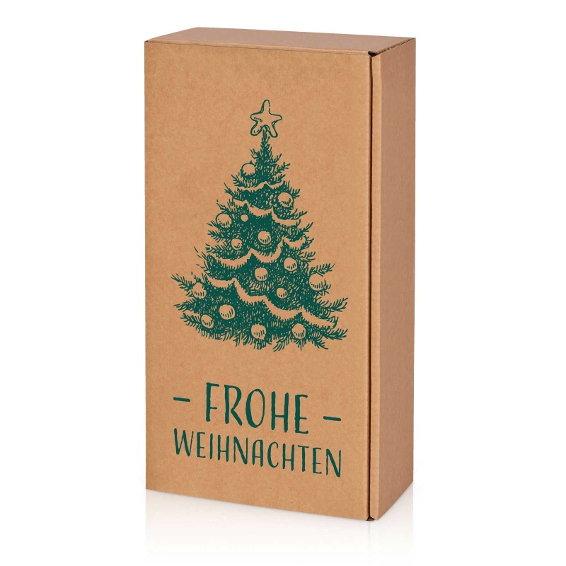 Präsentkarton Natura Frohe Weihnachten für 2 Flaschen